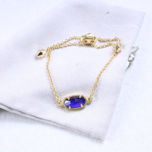 Kendra Scott | Elaina - Gold Cobalt Cat's Eye Adjustable Chain Bracelet - Picture 1 of 2